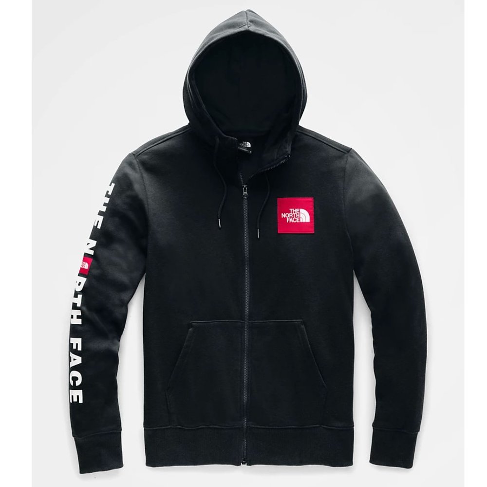 The North Face Red Box Patch Black & Red Zip Up Hoodie Unisex